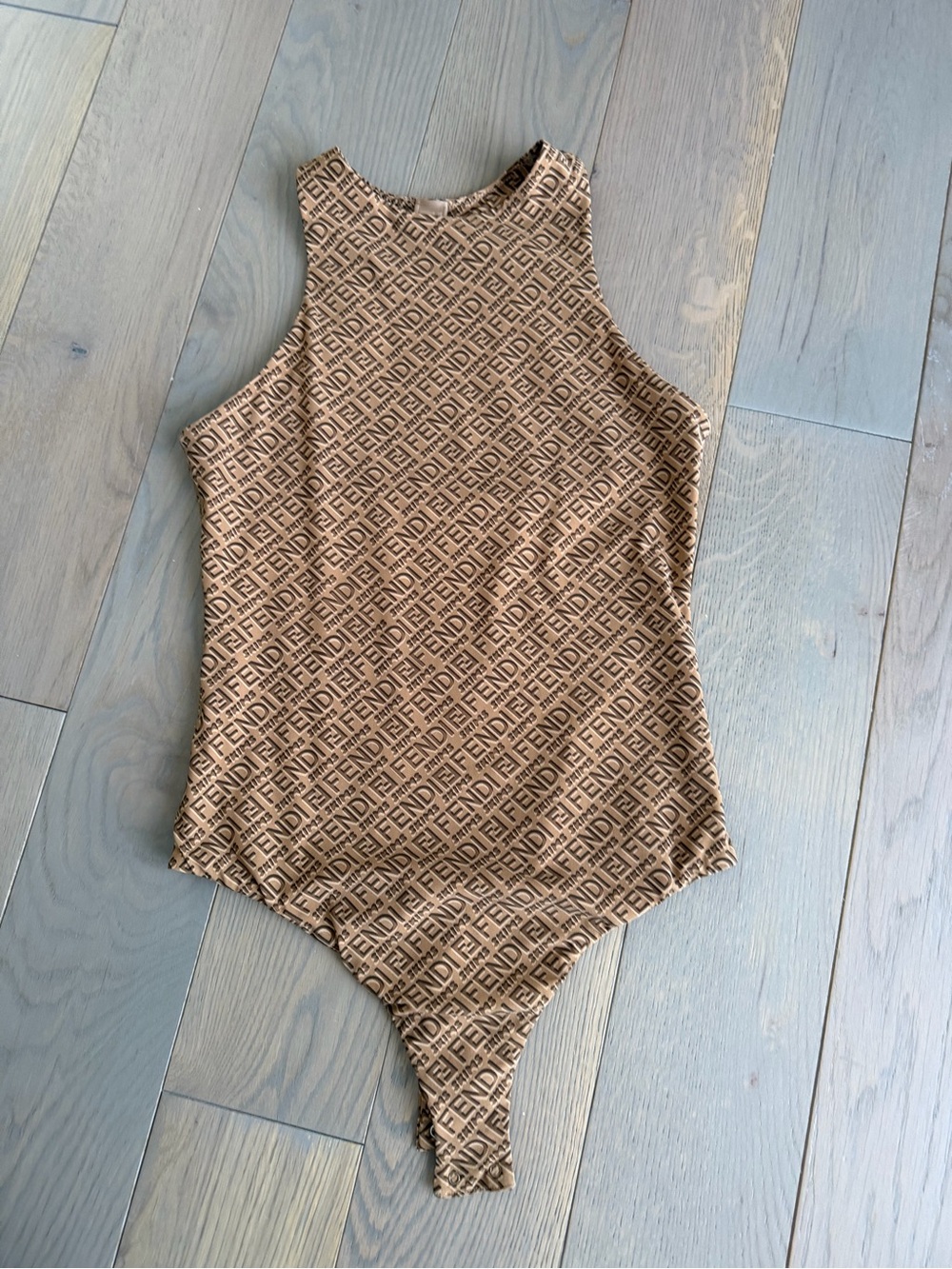 Fendi X Skims Bodysuit No Sleeve Thong Logo Top Stretch
Brown Size Medium